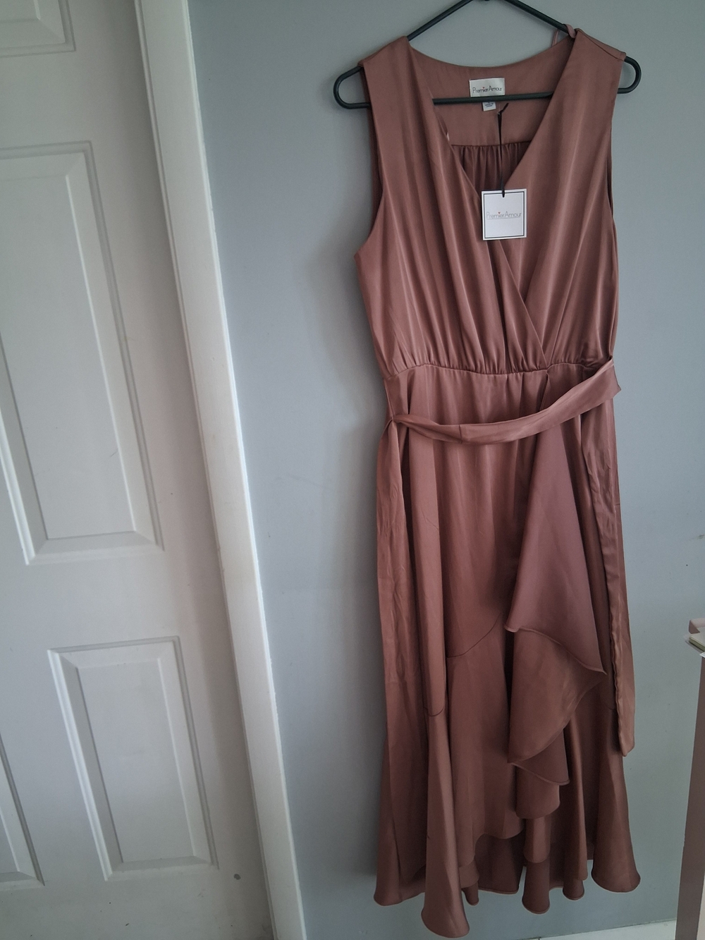 Pendleton Mauve Sleeveless Ruffle Wrap Midi Dress